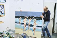 Painter Christop Winter showing his artwork in Berlin Mitte