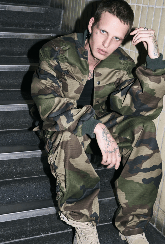 Commercial fashion photoshoot in Berlin at raw studios – NOWRUBI summer capsule campaign with camouflage styling